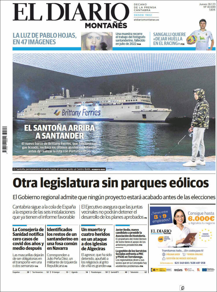 Portada de El Diario Montañés (España)