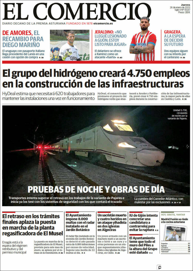 Portada de El Comercio - Gijón (España)