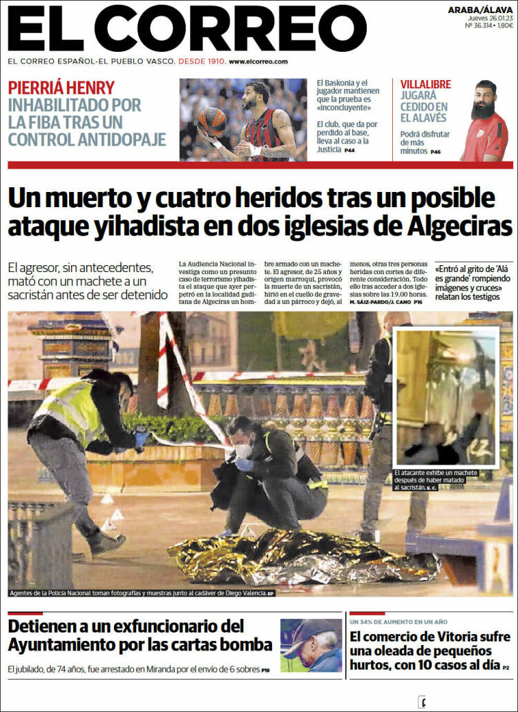 Portada de El Correo - Álava (España)