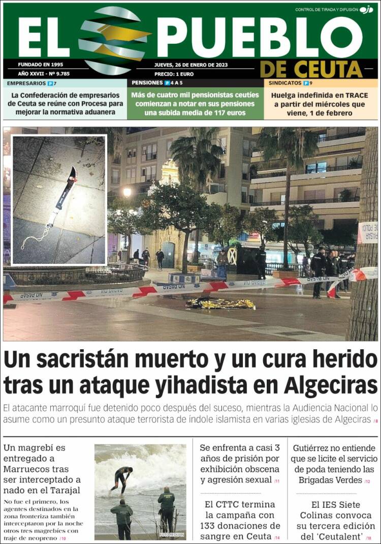 Portada de El Pueblo de Ceuta (España)