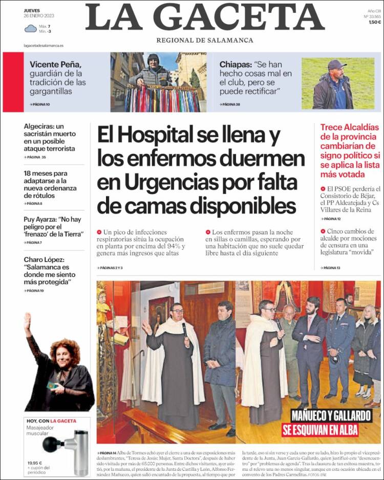 Portada de La Gaceta de Salamanca (España)