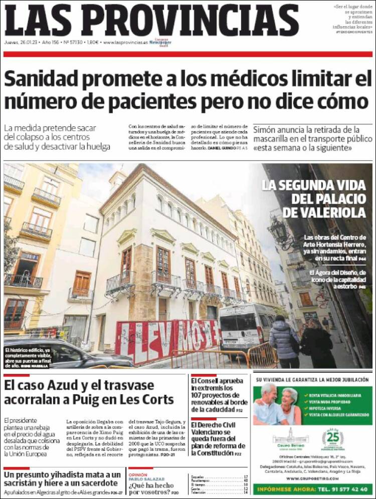 Portada de Las Provincias (Spain)