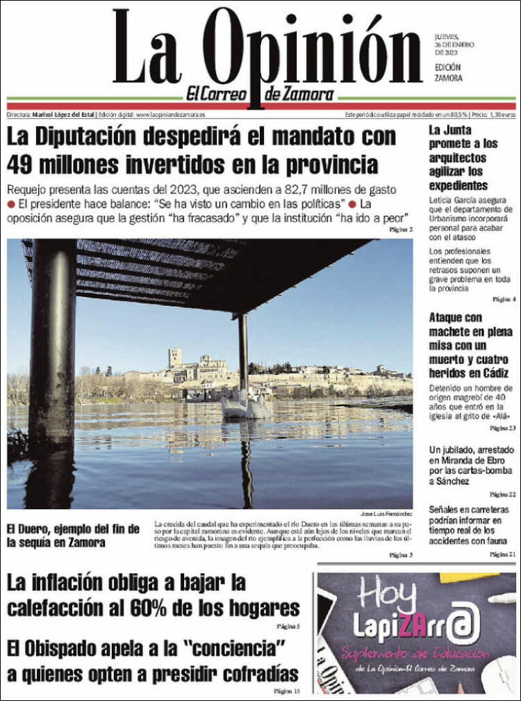 Portada de La Opinión - El Correo de Zamora (España)