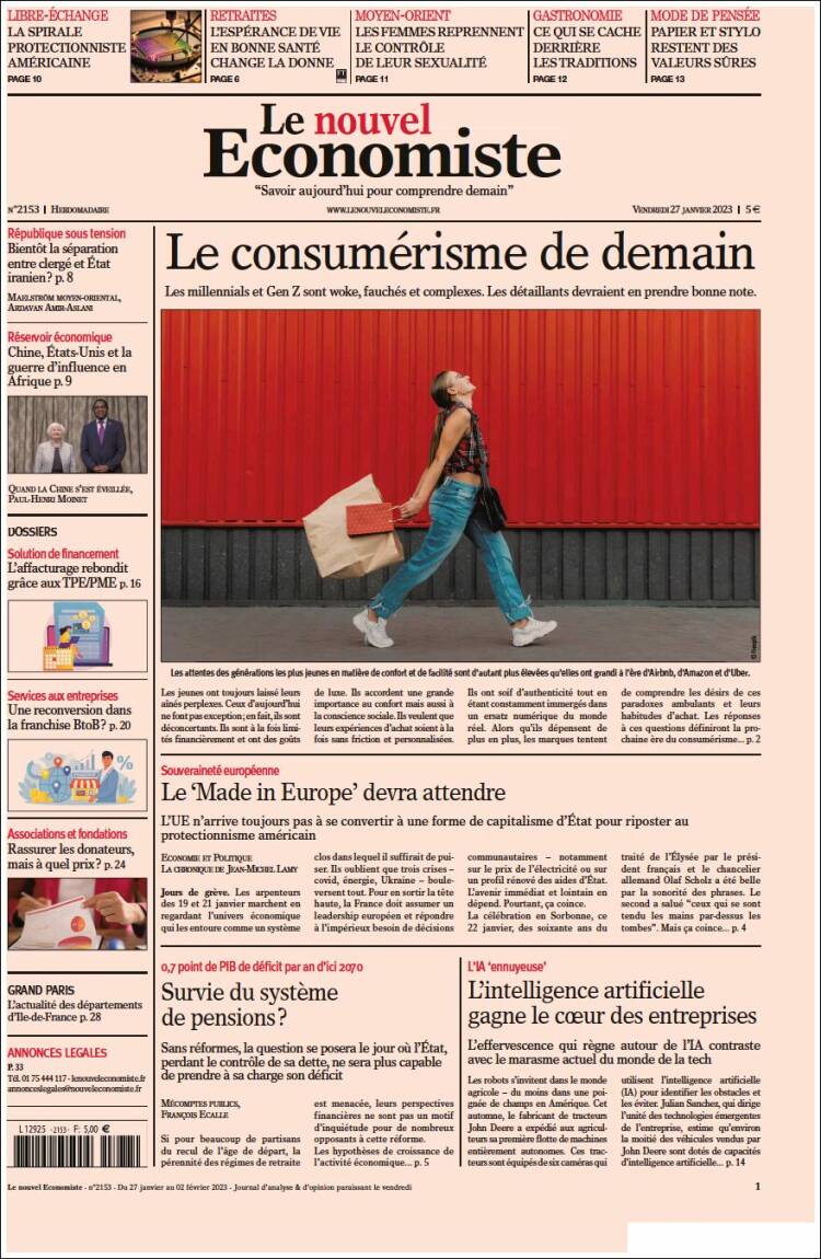 Portada de Le nouvel Economiste (Francia)