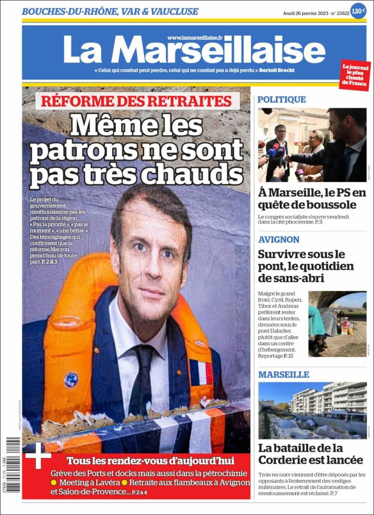 Portada de La Marseillaise (Francia)