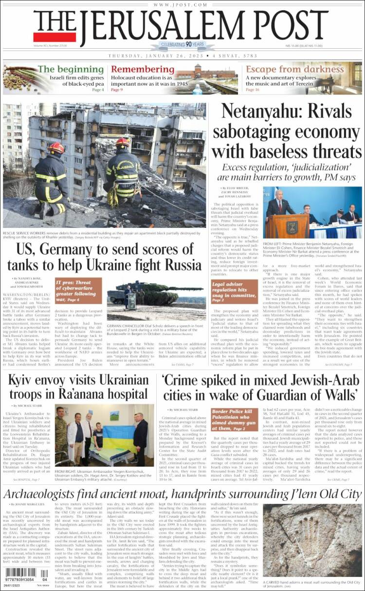 Portada de The Jerusalem Post (Israel)