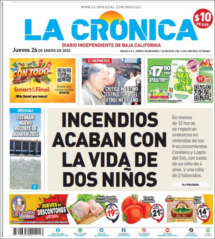 Portada de La Crónica de Baja California (México)