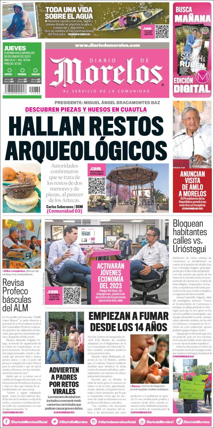 Portada de Diario de Morelos (México)