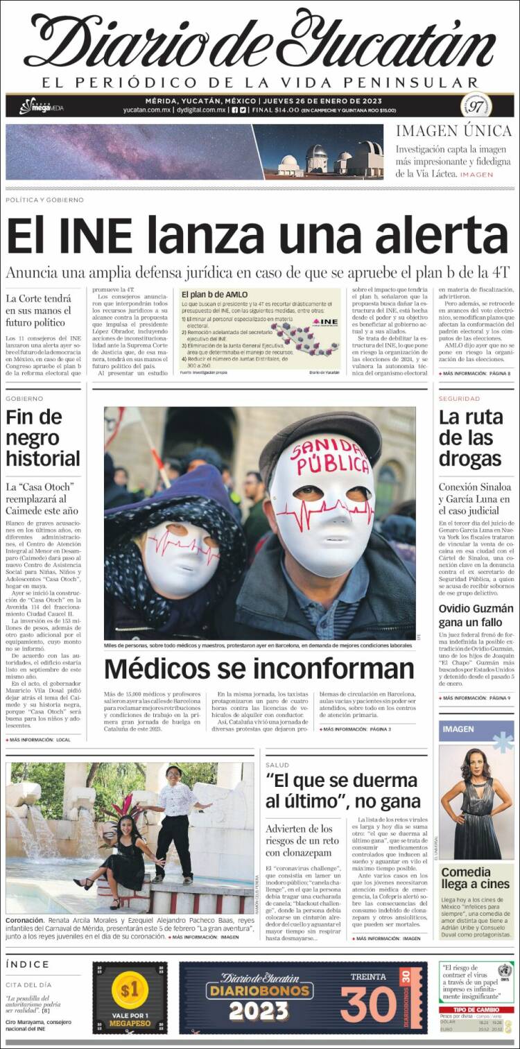 Portada de Diario de Yucatán (México)