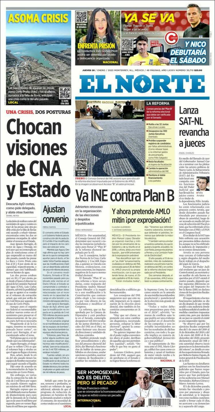 Portada de El Norte (México)