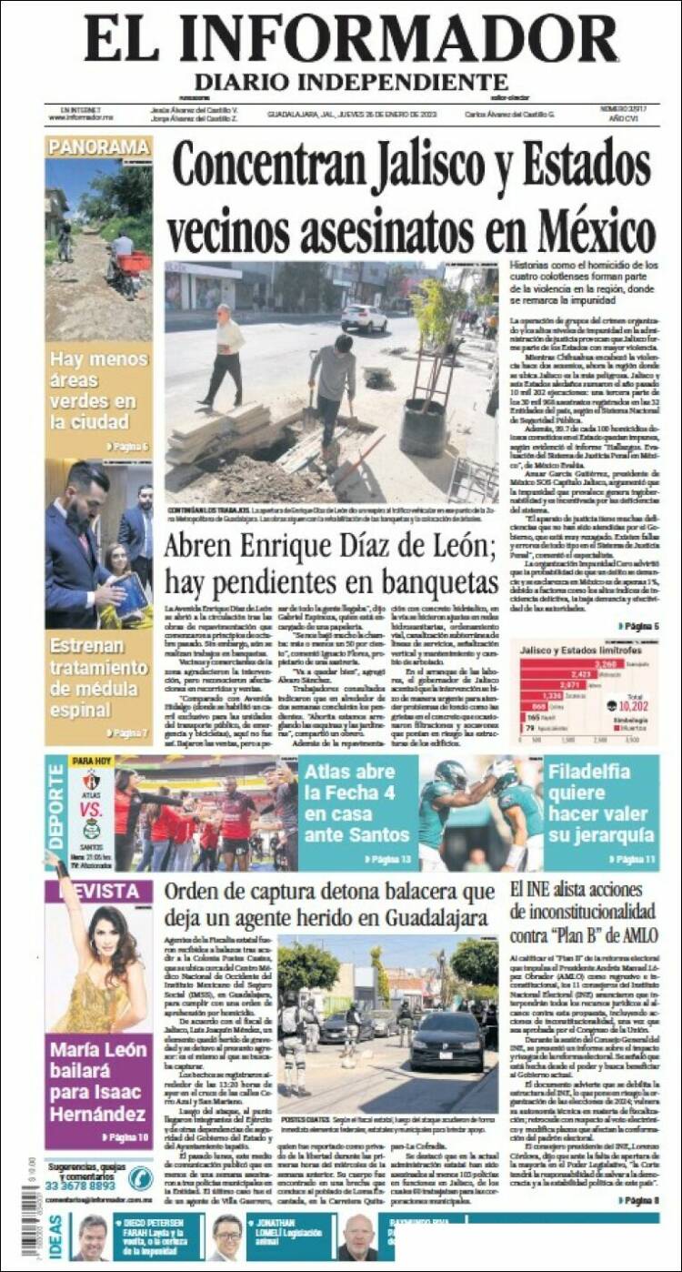 Portada de El Informador (México)