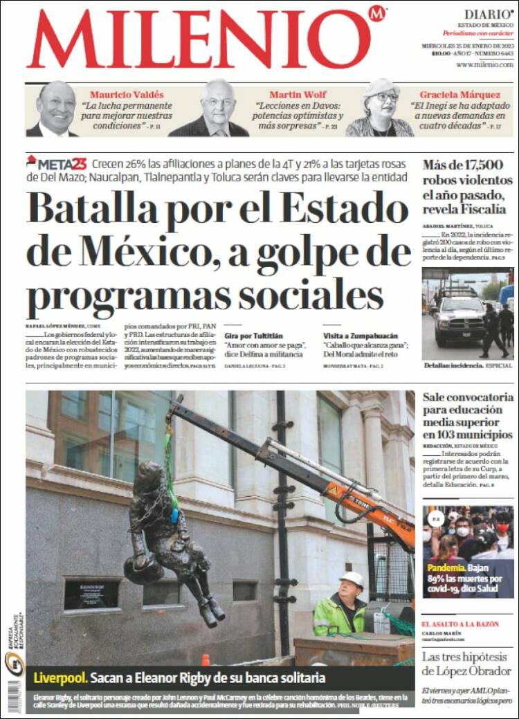 Portada de Milenio - Estado de México (México)