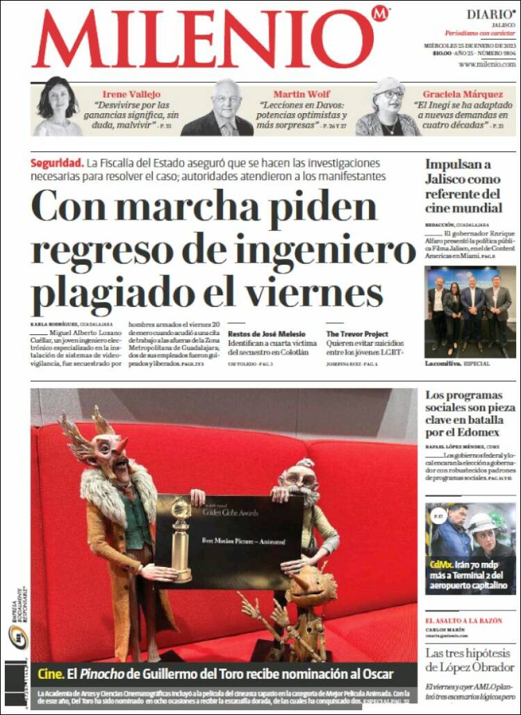 Portada de Milenio - Jalisco (México)