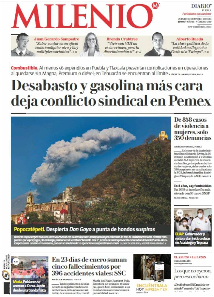 Portada de Milenio de Puebla (México)