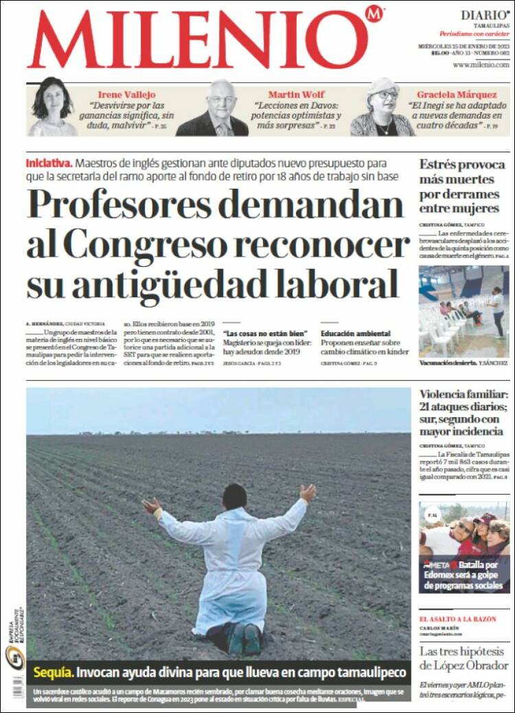 Portada de Milenio - Tamaulipas (México)