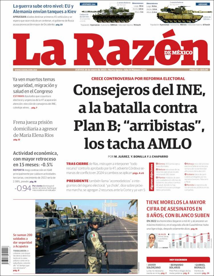 Portada de La Razón (México)