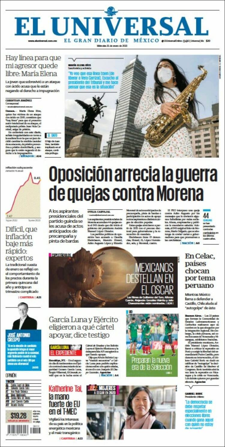 Portada de El Universal (México)