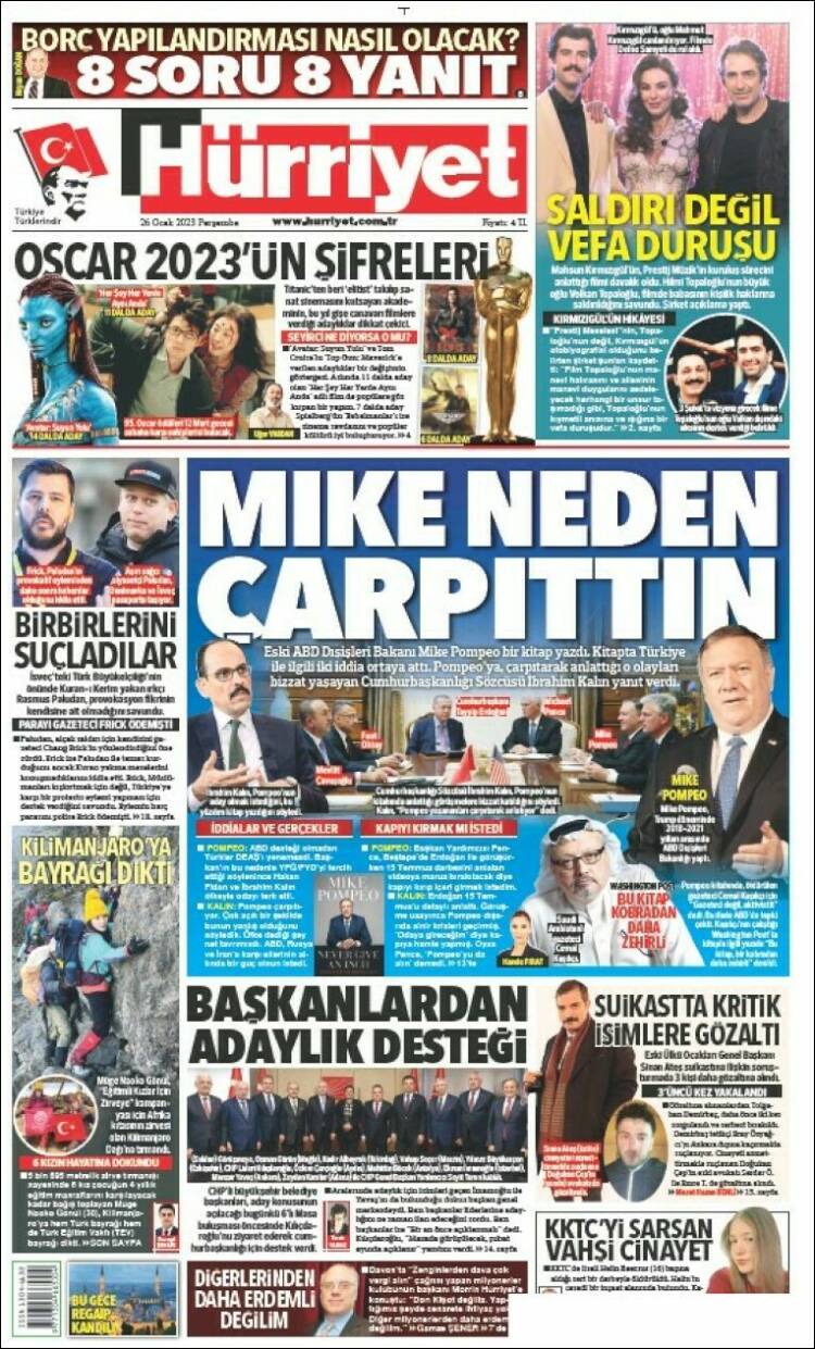 Portada de Hürriyet (Turqu&iacute;a)