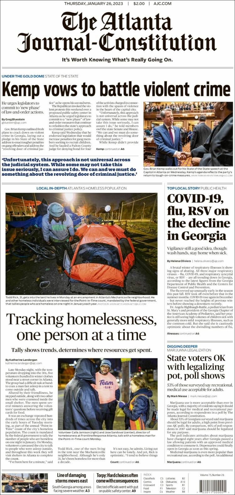 Portada de The Atlanta Journal-Constitution (USA)