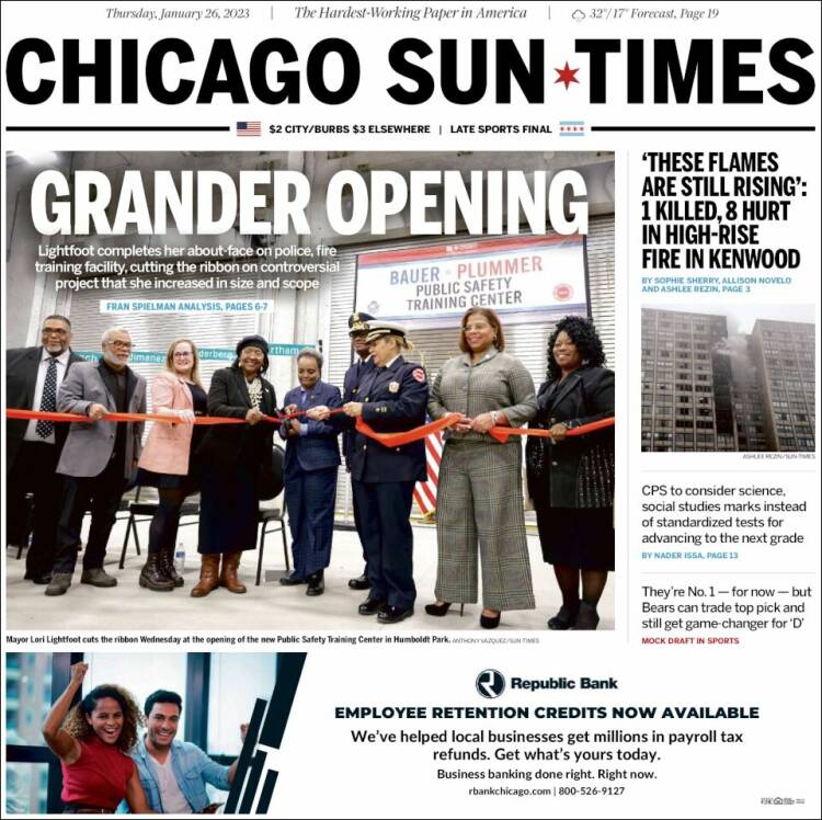 Portada de Chicago Sun-Times (États-Unis)