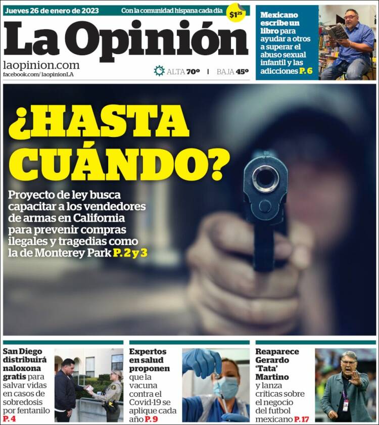 Portada de La Opinión (USA)