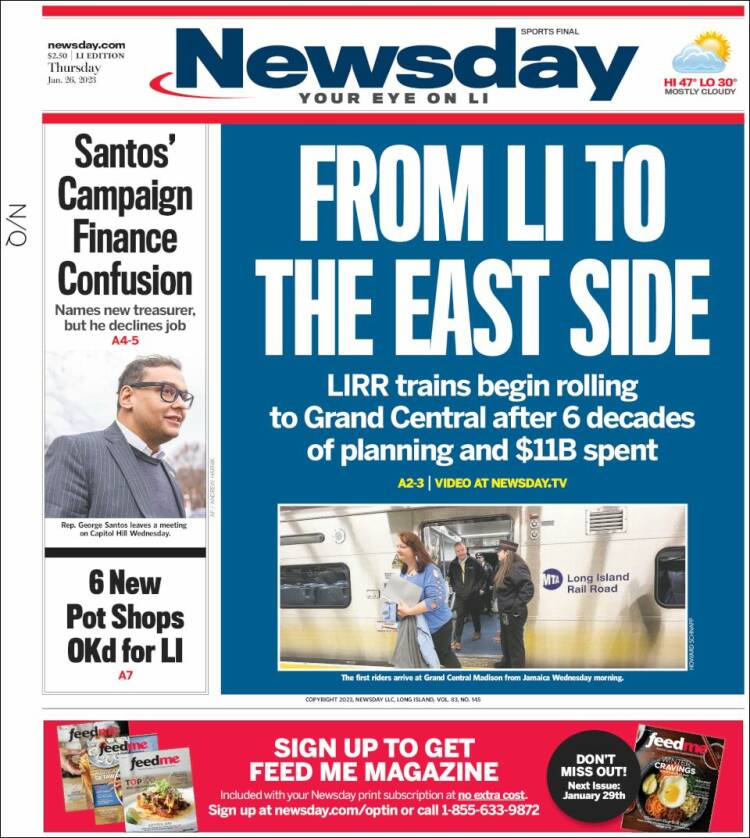 Portada de Newsday (USA)