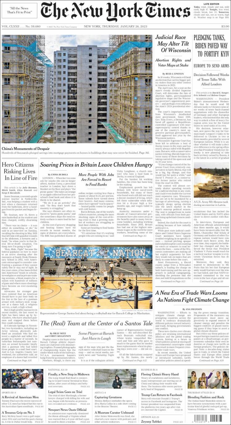 Portada de New York Times (USA)