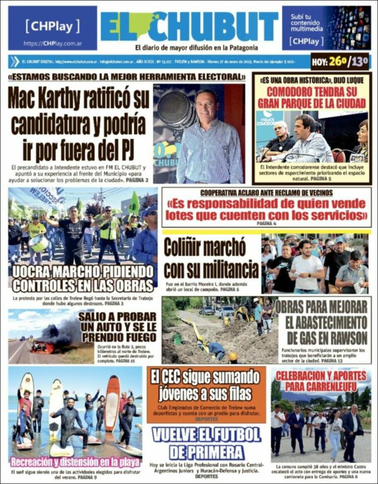 Portada de El Chubut (Argentina)