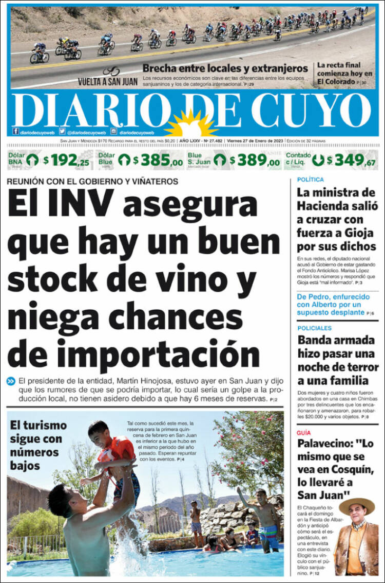 Portada de Diario de Cuyo (Argentina)