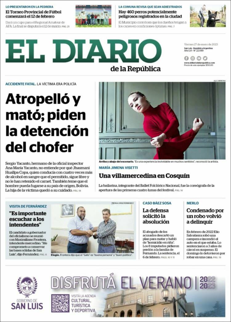 Portada de Diario de la República (Argentina)