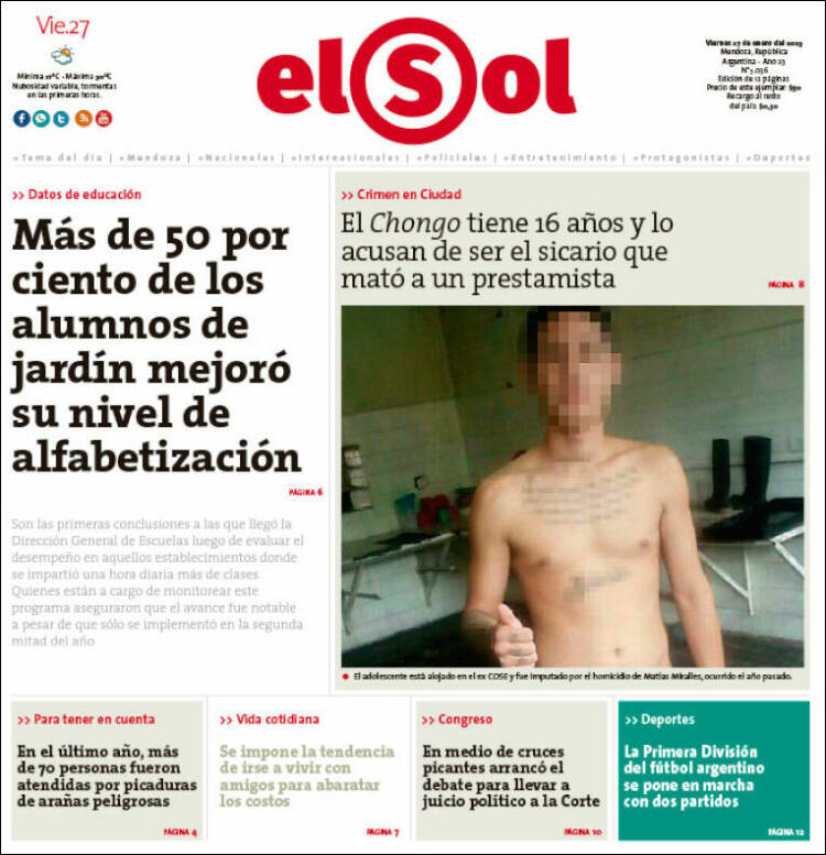 Portada de El Sol (Argentina)