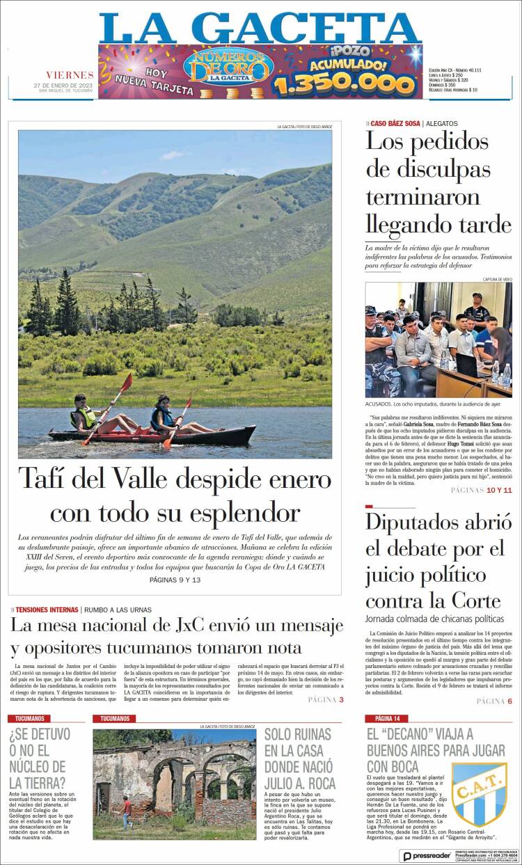 Portada de La Gaceta (Argentina)