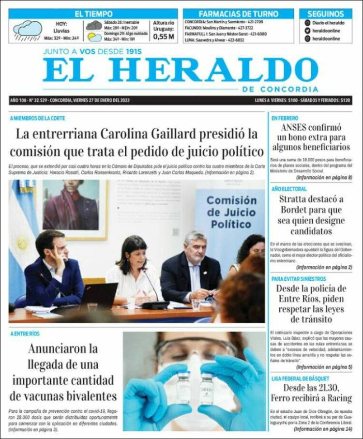 Portada de El Heraldo de Concordia (Argentina)