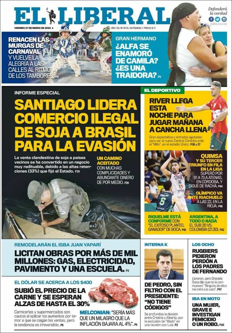 Portada de Diario El Liberal (Argentina)