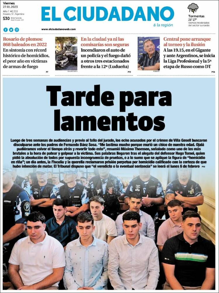 Portada de Diario El Ciudadano (Argentina)