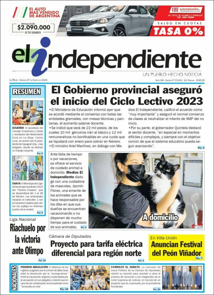 Portada de El Independiente (Argentina)