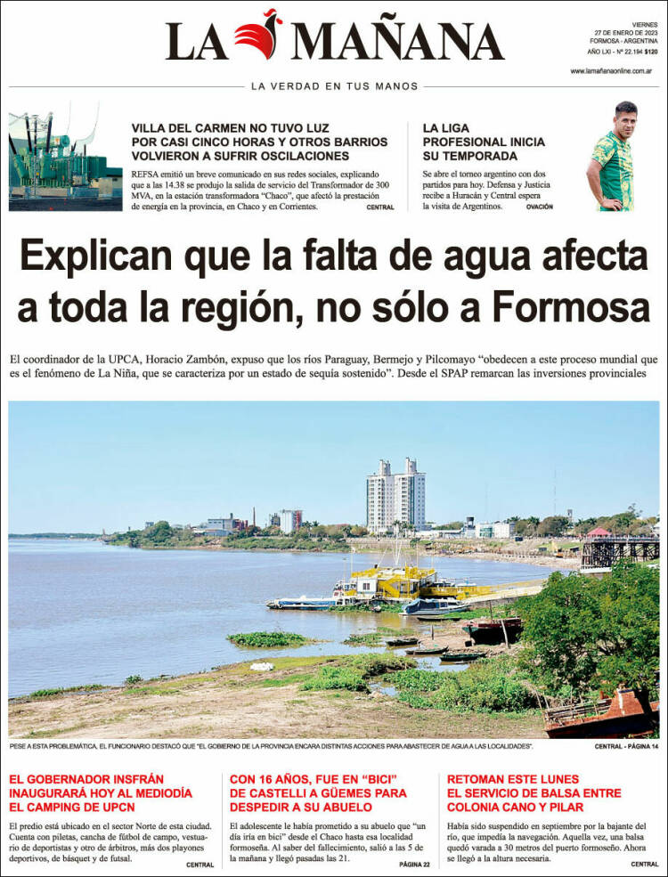 Portada de Diario La Mañana (Argentina)