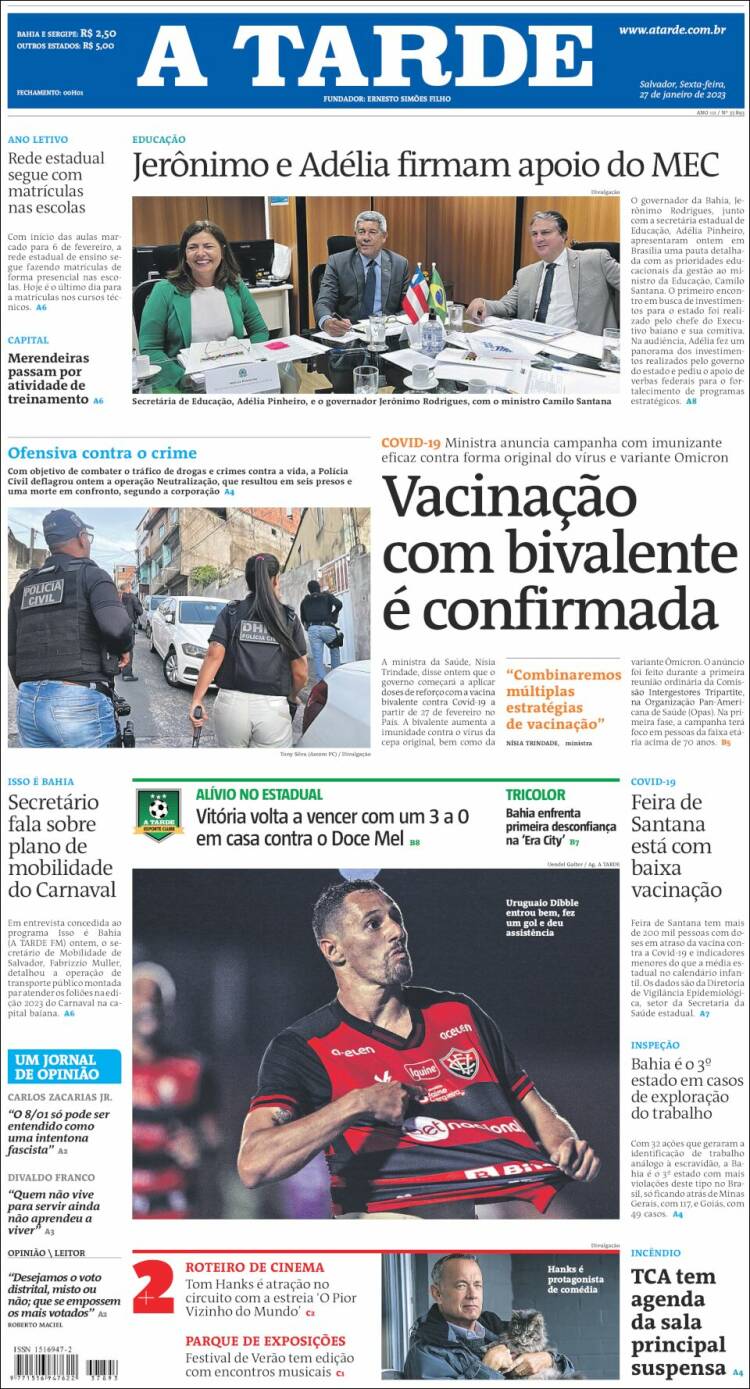 Portada de Diário A Tarde (Brasil)