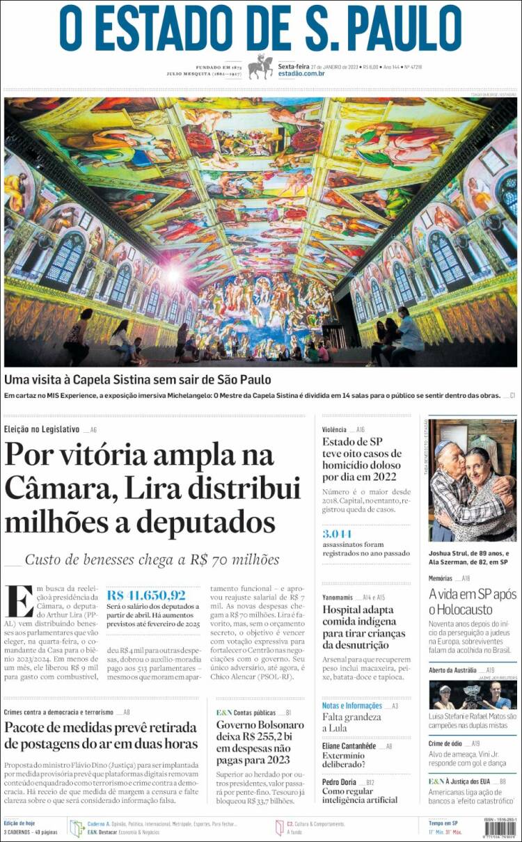 Portada de O Estado de São Paulo (Brasil)