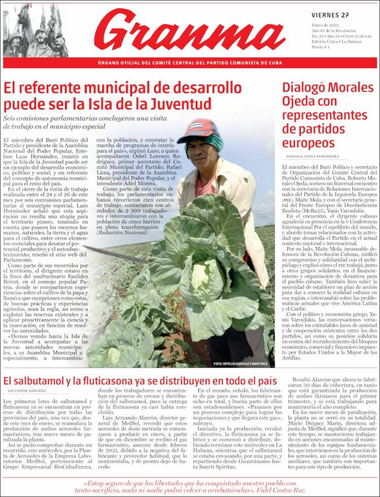 Portada de Granma (Cuba)