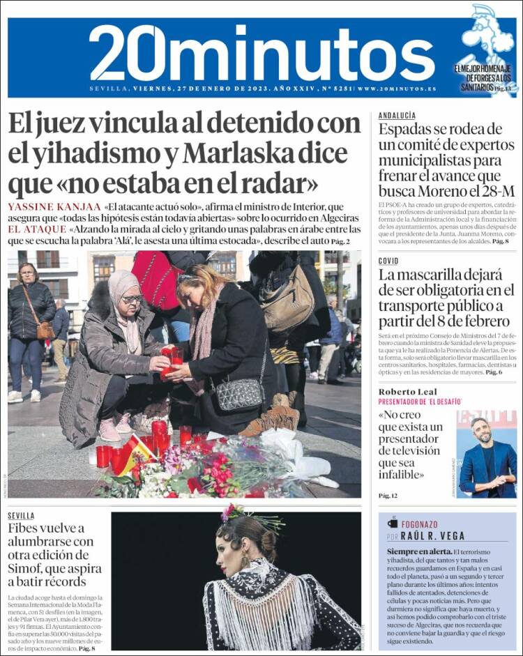 Portada de 20 Minutos - Sevilla (Spain)