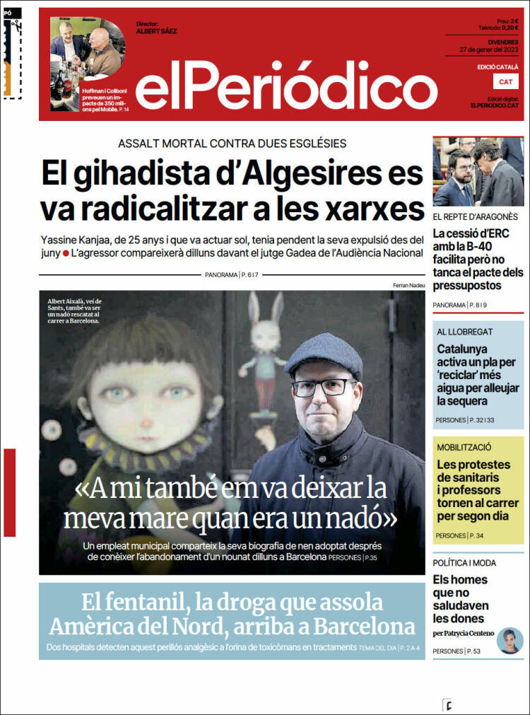 Periódico El Periódico de Catalunya (España). Periódicos de España. Edición  de viernes, 27 de enero de 2023. Kiosko.net