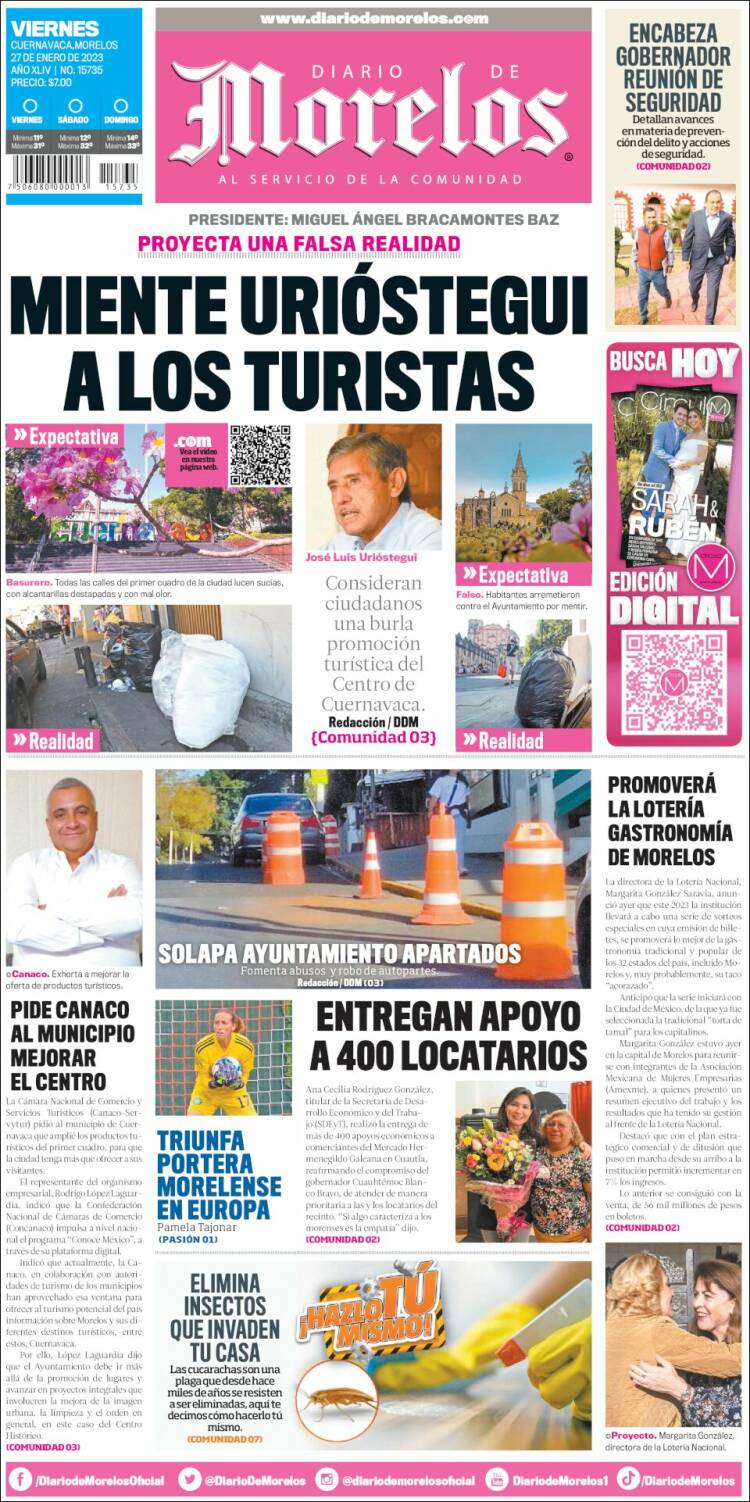 Portada de Diario de Morelos (México)