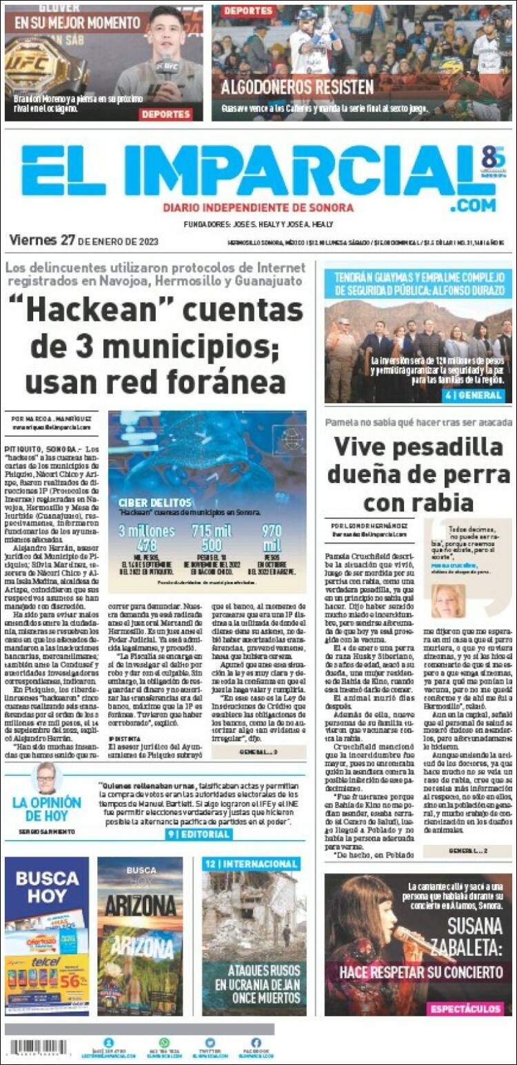 Portada de El Imparcial (México)