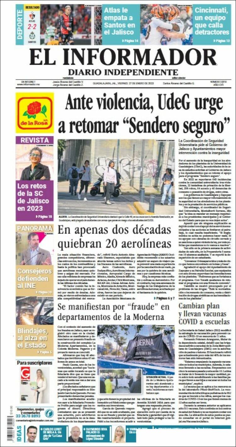 Portada de El Informador (México)