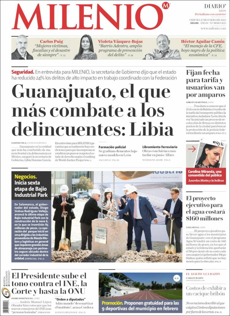 Portada de Milenio de León (México)