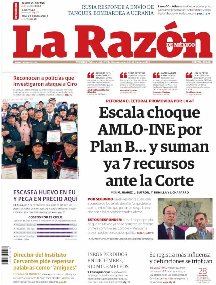 Portada de La Razón (México)