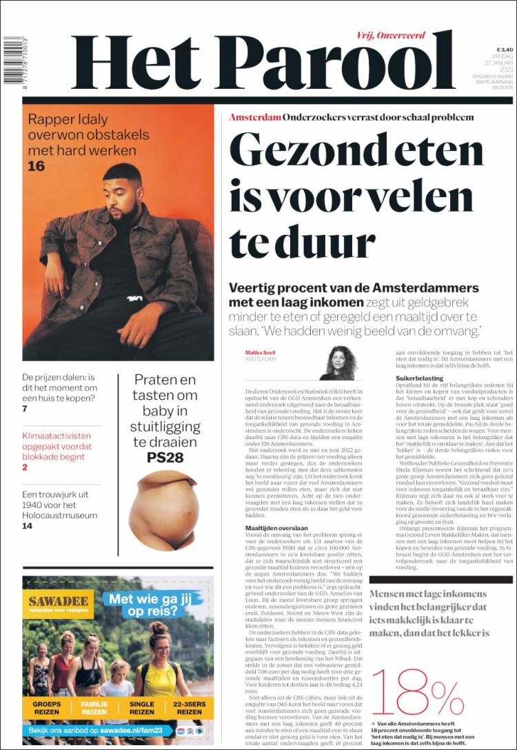 Portada de Het Parool (Pays-Bas)