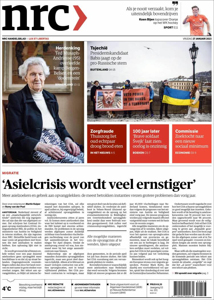 Portada de NRC Handelsblad (Pays-Bas)