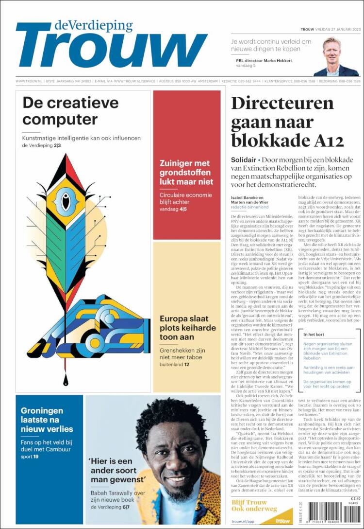 Portada de Trouw (Pays-Bas)